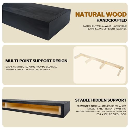 Floating Shelves 3 inch Thick for Wall Set of 2
