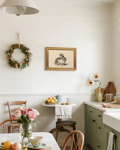 Vintage Gold Framed Rabbit Wall Art Farmhouse Decor