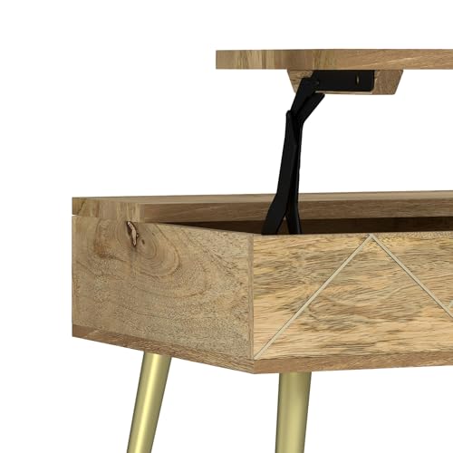Jager 36" Wide Solid Mango Wood Lift Top Coffee Table in Natural