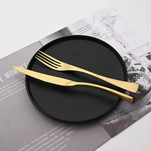 Luxury 18 10 Stainless Steel Matte Champagne gold Cutlery Flatware Set