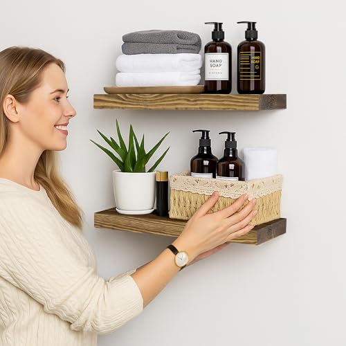 Wood Floating Shelves for Wall 18 inch Set of 2 (2 Count)