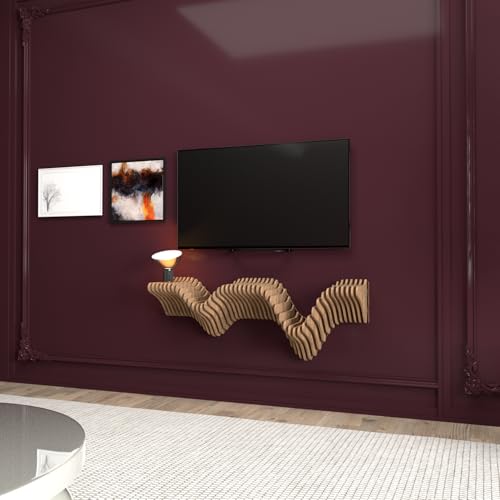 Parametric 40" Floating Shelf Modern Geometric 3D Wavy Wooden Wall Piece