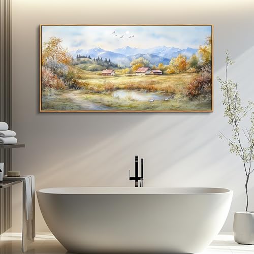 Large Wall Decoration Canvas For Bedroom Wall Art For Living Room Office Decor Rural Landscape Painting Wood Frame Pictures Art Print Farmhouse Restaurant Home Wall Aesthetics 24"x48"