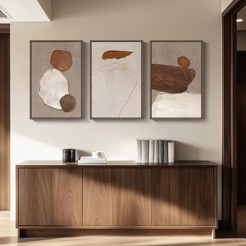 Large Framed Neutral Abstract Wall Art (3 Count)