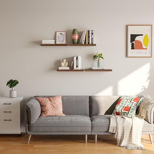 16’’Rustic Brown Floating Shelves for Wall Set of 4 (4 Count)