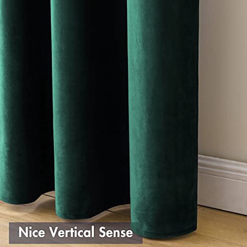 Dark Green Blackout Velvet Curtains Drapes 90 Inch Long 52"x90" (2 Count)