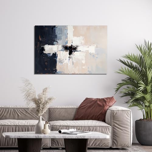 Modern Black and White Abstract Canvas Wall Art for Living Room 24" X 36"