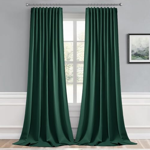 Christmas Hunter Green Back Tab Blackout Curtains 52"x96" 2 Panels (2 Count)
