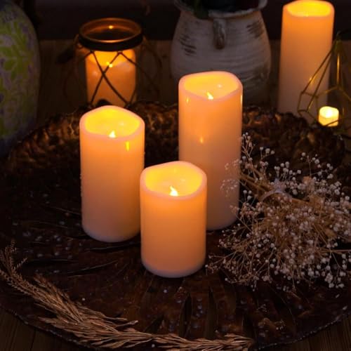 6" x 4" Large Waterproof Outdoor Flameless Candles with Remote Control and Timer (4 Count)