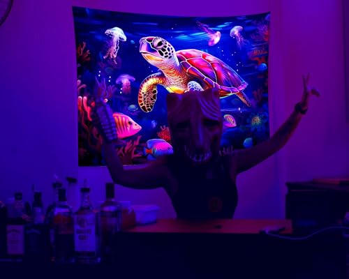 Blacklight Turtle Tapestry 37x29in