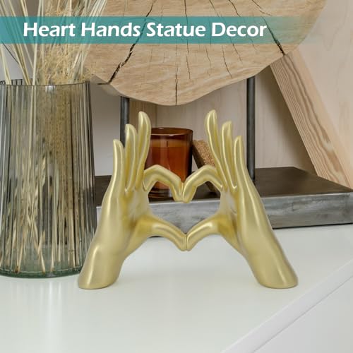 Gold Heart Hands Sculpture