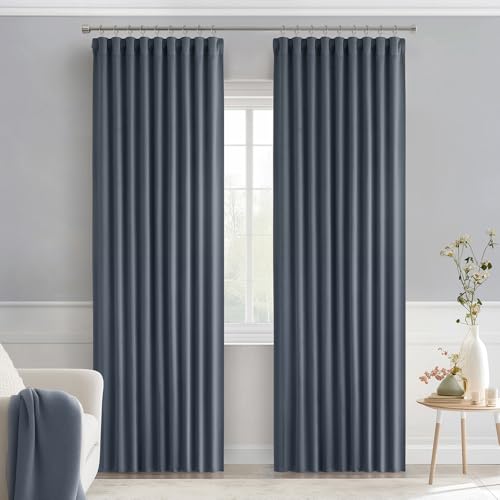 Stone Blue Back Tab Blackout Curtains 52x84 Inch Length 2 Panels Set (2 Count)