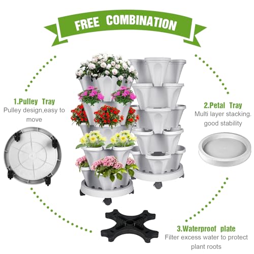 Vertical Strawberry Planter 5 Tier Stackable Tower Herb Planters