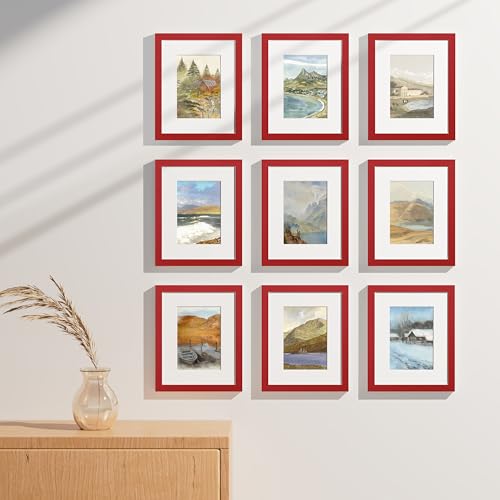 8x10 Picture Frames Set of 9 for Wall or Tabletop Display (9 Count)