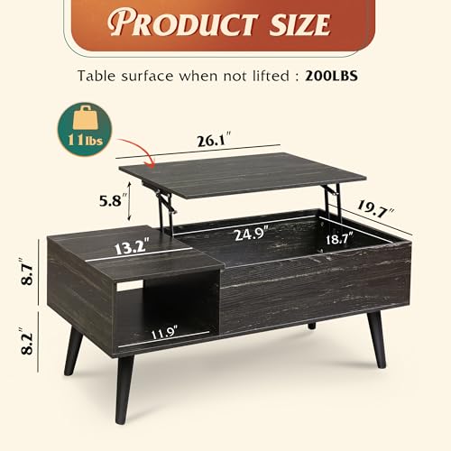 Lift Top Coffee Table with Hidden Storage