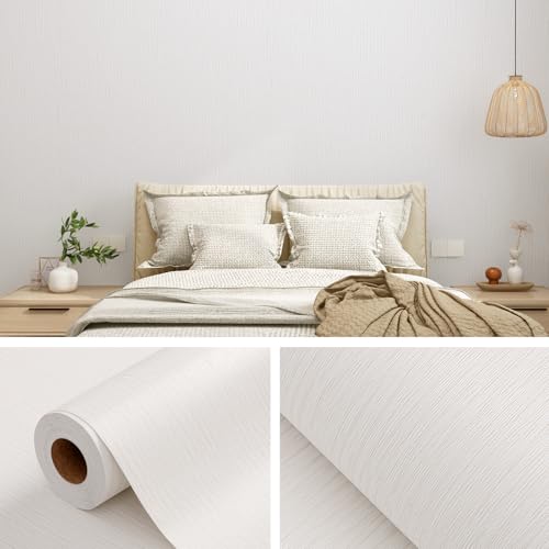 Grasscloth Peel and Stick Wallpaper 20.8"x394" Light Gray Thick Fabric Textured Linen Classic Faux Grassweave Neutral Removable Wallpaper Vinyl Film Roll for Home Use (56.7 Sq Ft)