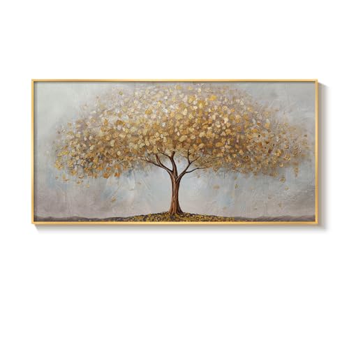 Large Framed Modern Gold Tree of Life Wall Art for Living Room