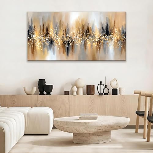 Modern Gold Abstract Wall Art For Living Room Prints 24x48 ln