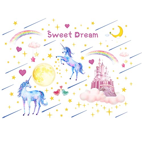 Glow in The Dark Unicorn Castle Wall Decals