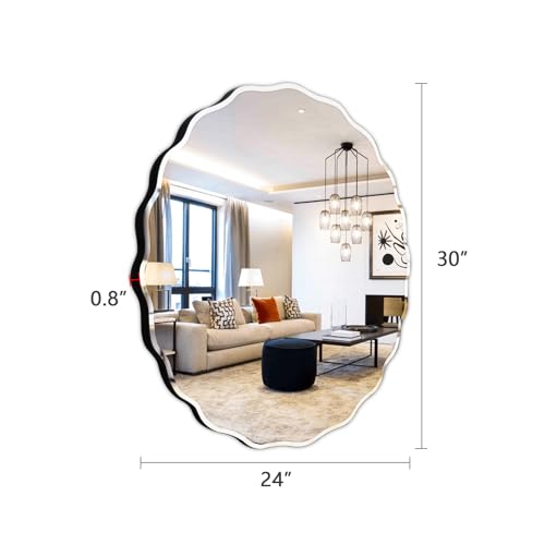 24x30 Inch Frameless Oval Wall Mirror for Bathroom Sink
