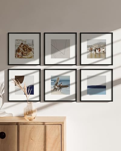 12x12 Black Metal Picture Frames Matted to 8x8 (15 Count)