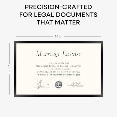 8.5x14 Black Marriage License Frame