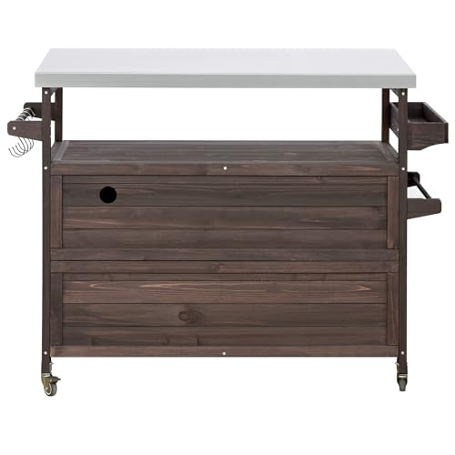 Outdoor Grill Table with Stainless Steel Top