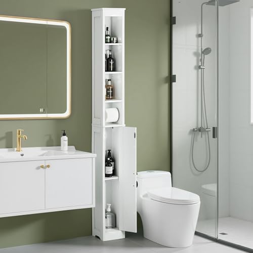 Tall Narrow Storage Cabinet with Adjustable Shelves
