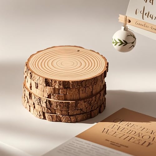 80PCS Pre Drilled Wood Slices with Holes (80 Count)