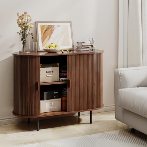 40" Fluted Buffet Sideboard Cabinet with Sliding Door