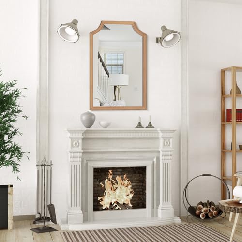 Scalloped Wood Mirror for Small Bathroom Vanity 20x30 Inch Rectangle Wall Mirror Decor for Hallway Bedroom Living Room Home