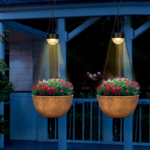 2 Pack Solar Hanging Planters for Plants Outdoor (2 Count)
