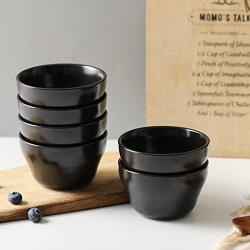 Ceramic Small Bowls Dessert Bowls 8oz Bouillon Cups for Dessert Soup Dipping Sauce Coffee Cupping Microwave and Dishwasher Safe (6 Count)