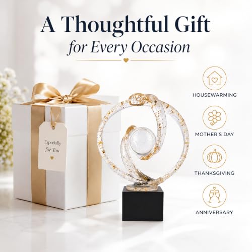 Modern Clear Gold Abstract Sculpture Decor