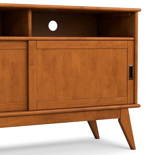 Draper 54" Wide Solid Wood TV Stand in Teak Brown