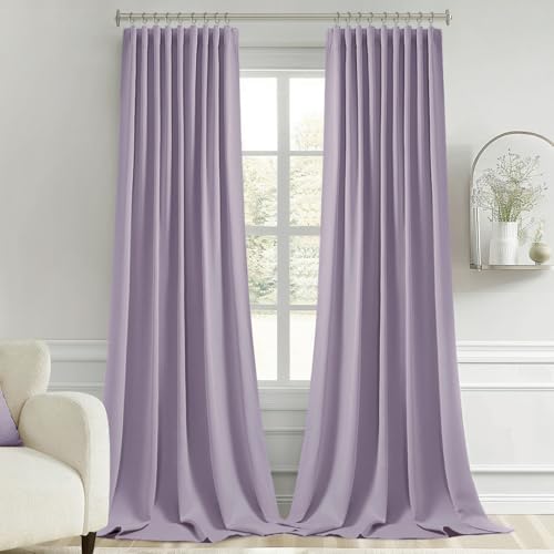 Lilac Back Tab Blackout Curtains 52x120 Inch Long 2 Panels Set (2 Count)