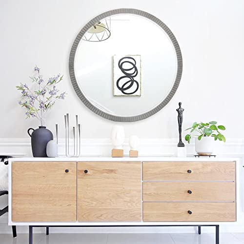 35" Round Wood Mirror