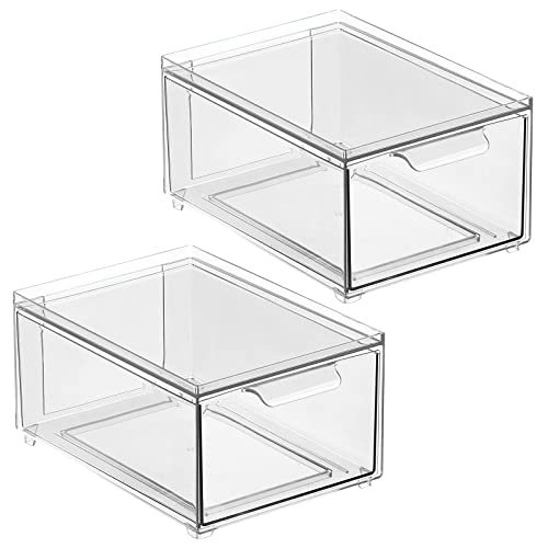 Stackable Storage Containers Box with Pull (2 Count)