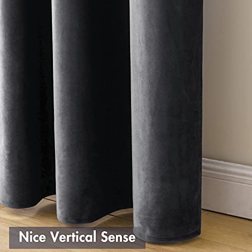 Grey Blackout Velvet Curtains Drapes 90 Inch Long 52"x90" Bedroom (2 Count)