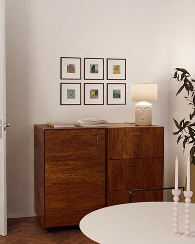 Walnut Square Frames 8" x 8" Matted to 4" x 4" (6 Count)
