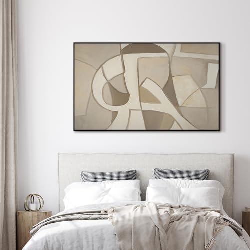 30"x60" Extra Large Framed Wall Art Neutral Abstract Geometric in Mid