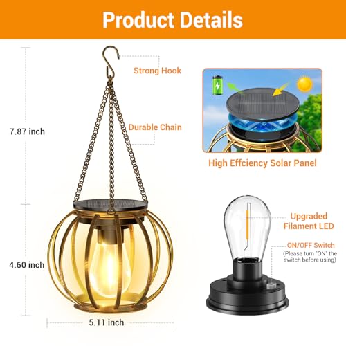 Solar Lanterns Outdoor Waterproof (4 Count)
