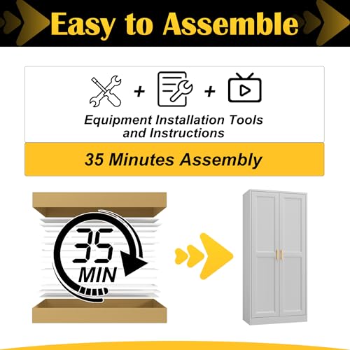 60"Metal Pantry Storage Cabinet with Doors & 3 Adjustable Shelves