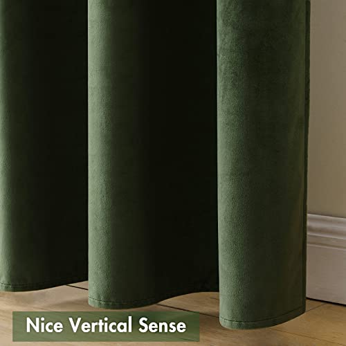 Olive Green Blackout Velvet Curtains Drapes 72 Inch Long 52"x72" (2 Count)