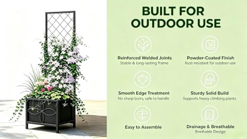 15.75 x 15.75 x 55 in Raised Garden Bed with Trellis