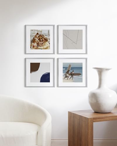 16x16 Silver Metal Picture Frames Matted to 12x12