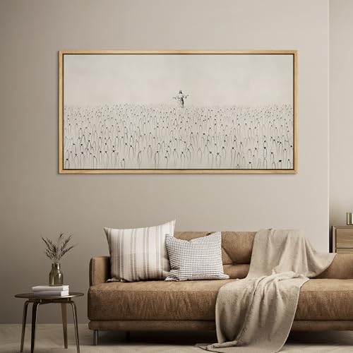 Extra Large Framed Canvas Print Wall Art Jesus Among the People Monochrome Religious Illustrations Decorative Colorful Multicolor for Bedroom