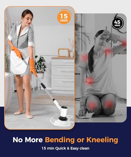 Cordless Electric Spin Scrubber with 5 Brush Heads