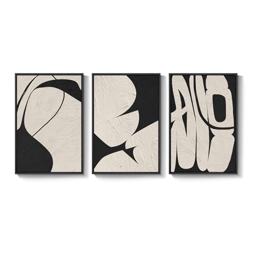 Large Framed Neutral Abstract Wall Art (3 Count)