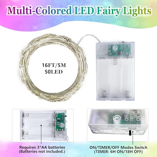 4 Pack Fairy Lights Battery Operated with Timer Christmas Lights Multicolor (4 Count)
